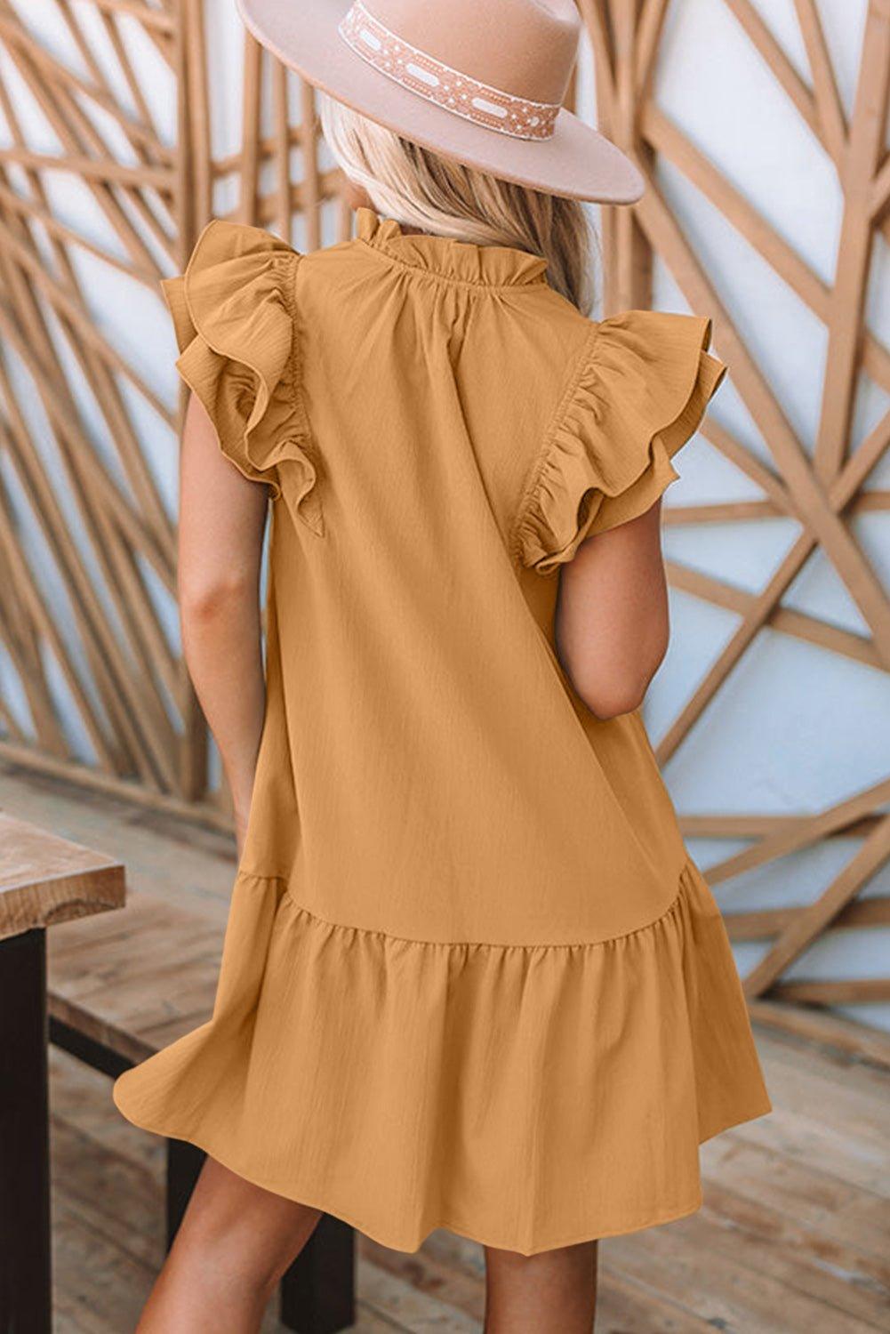 Take Me Out Ruffled Tiered Drawstring Dress - Klazzi Fashion Boutique