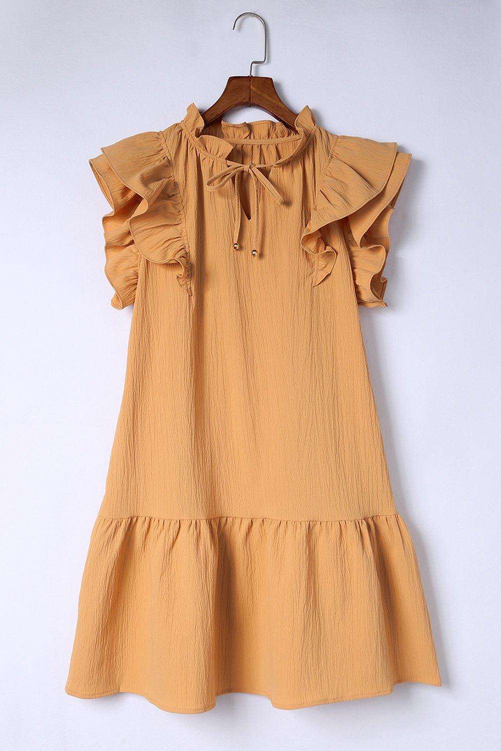 Take Me Out Ruffled Tiered Drawstring Dress - Klazzi Fashion Boutique