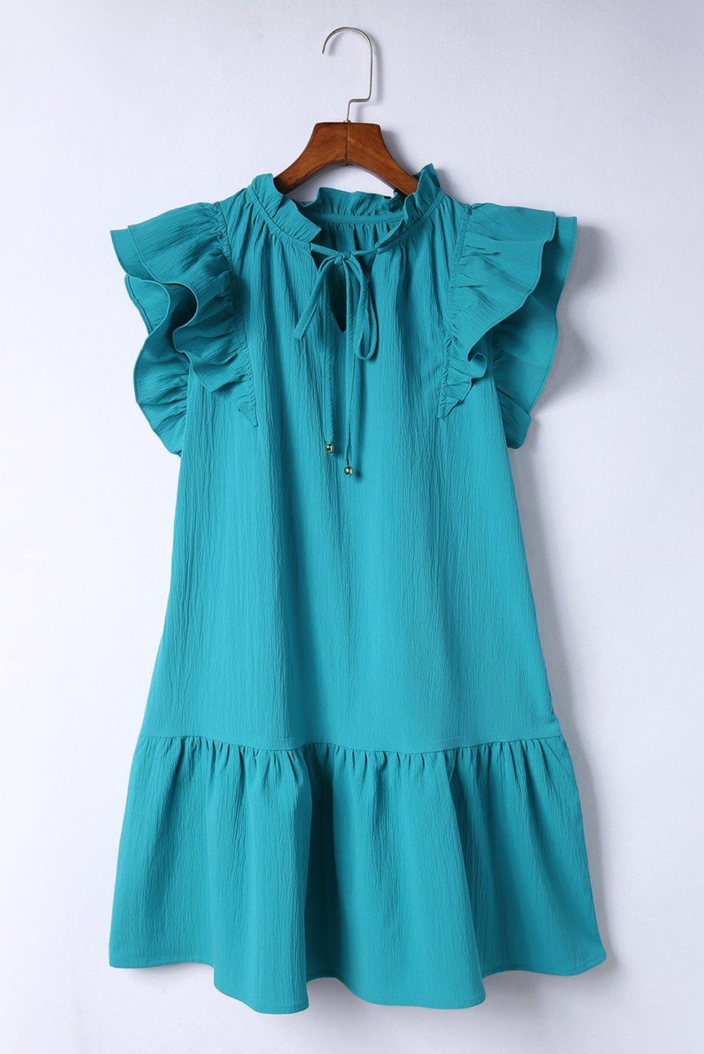 Take Me Out Ruffled Tiered Drawstring Dress - Klazzi Fashion Boutique