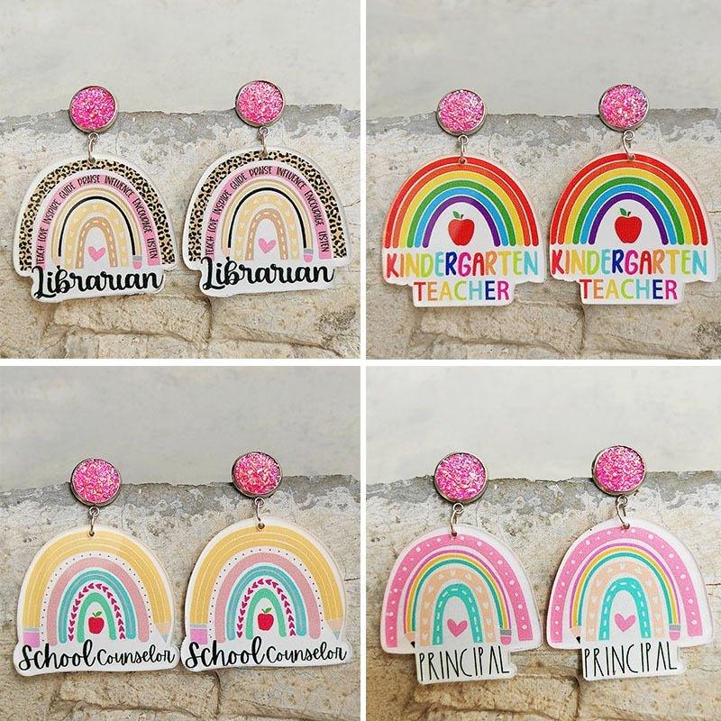 Teacher and Staff Support Rainbow Bright Earrings - Klazzi Fashion Boutique