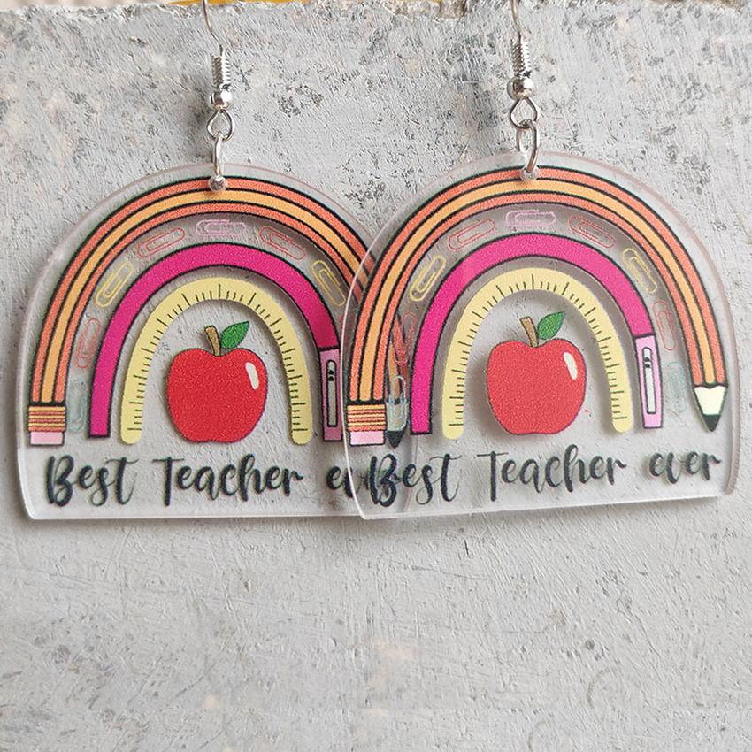 Teacher Positive Quotes Rainbow Shape Earrings - Klazzi Fashion Boutique