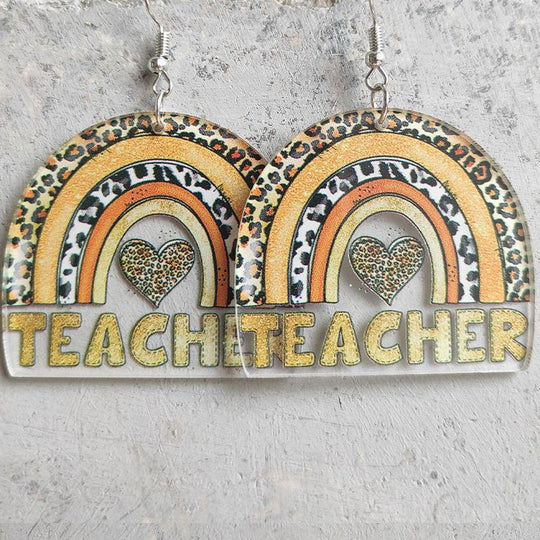 Teacher Positive Quotes Rainbow Shape Earrings - Klazzi Fashion Boutique