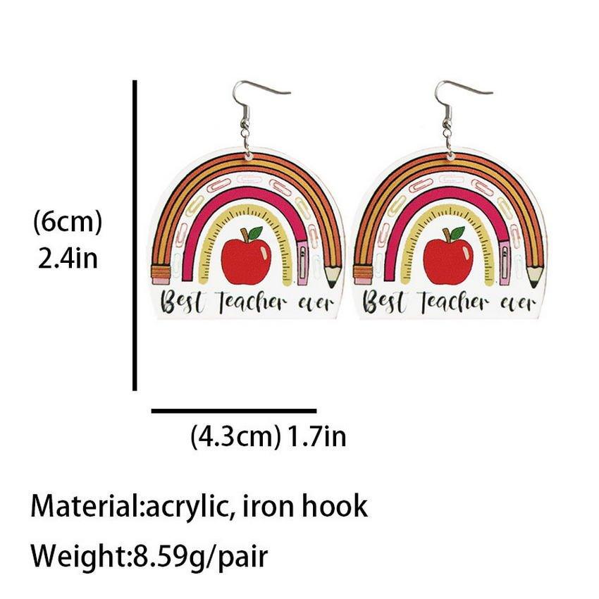 Teacher Positive Quotes Rainbow Shape Earrings - Klazzi Fashion Boutique