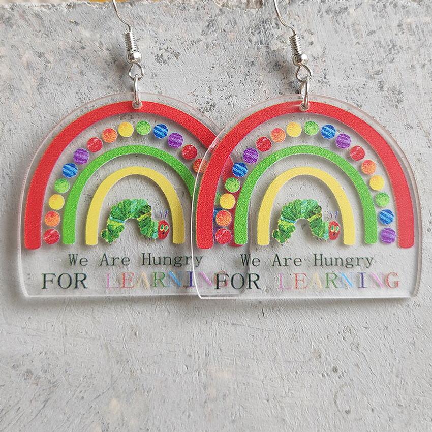 Teacher Positive Quotes Rainbow Shape Earrings - Klazzi Fashion Boutique