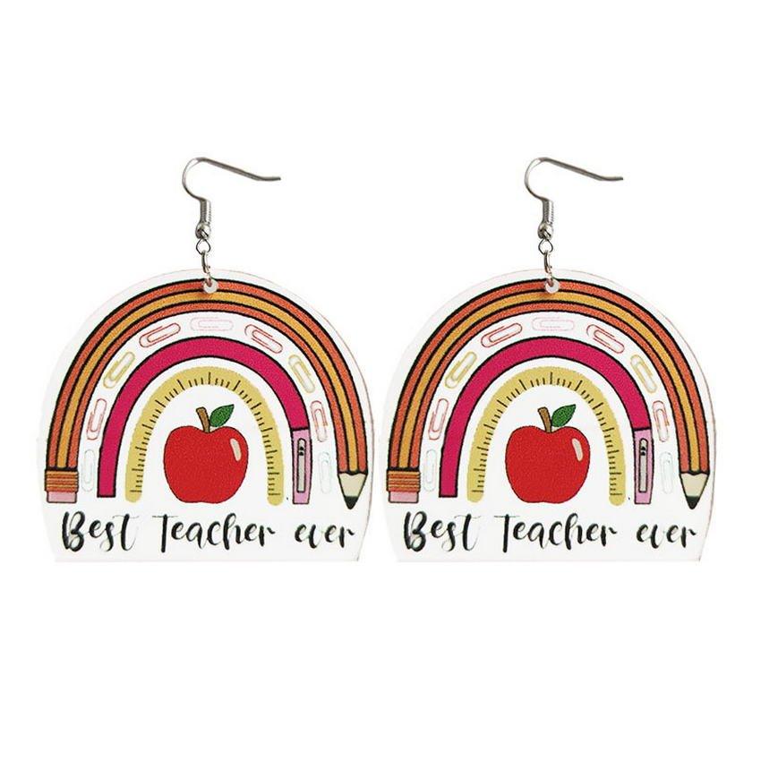 Teacher Positive Quotes Rainbow Shape Earrings - Klazzi Fashion Boutique