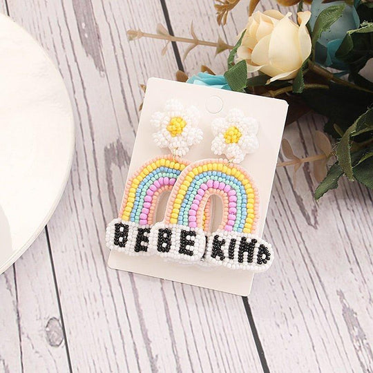 Teacher Rainbow Flowers "BE KIND" Earrings - Klazzi Fashion Boutique