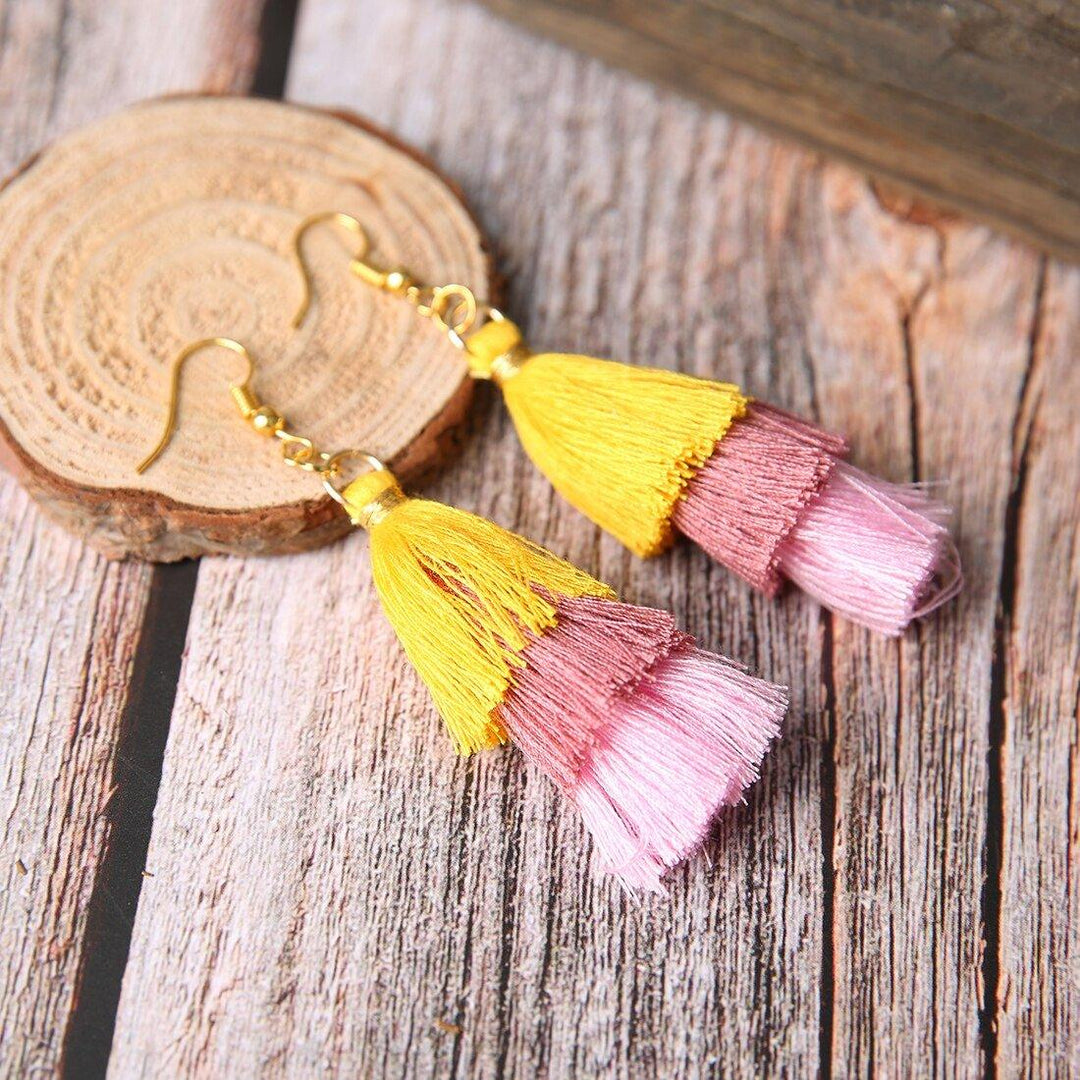 Three-Layer Tree Shaped Tassel Earrings - Klazzi Fashion Boutique