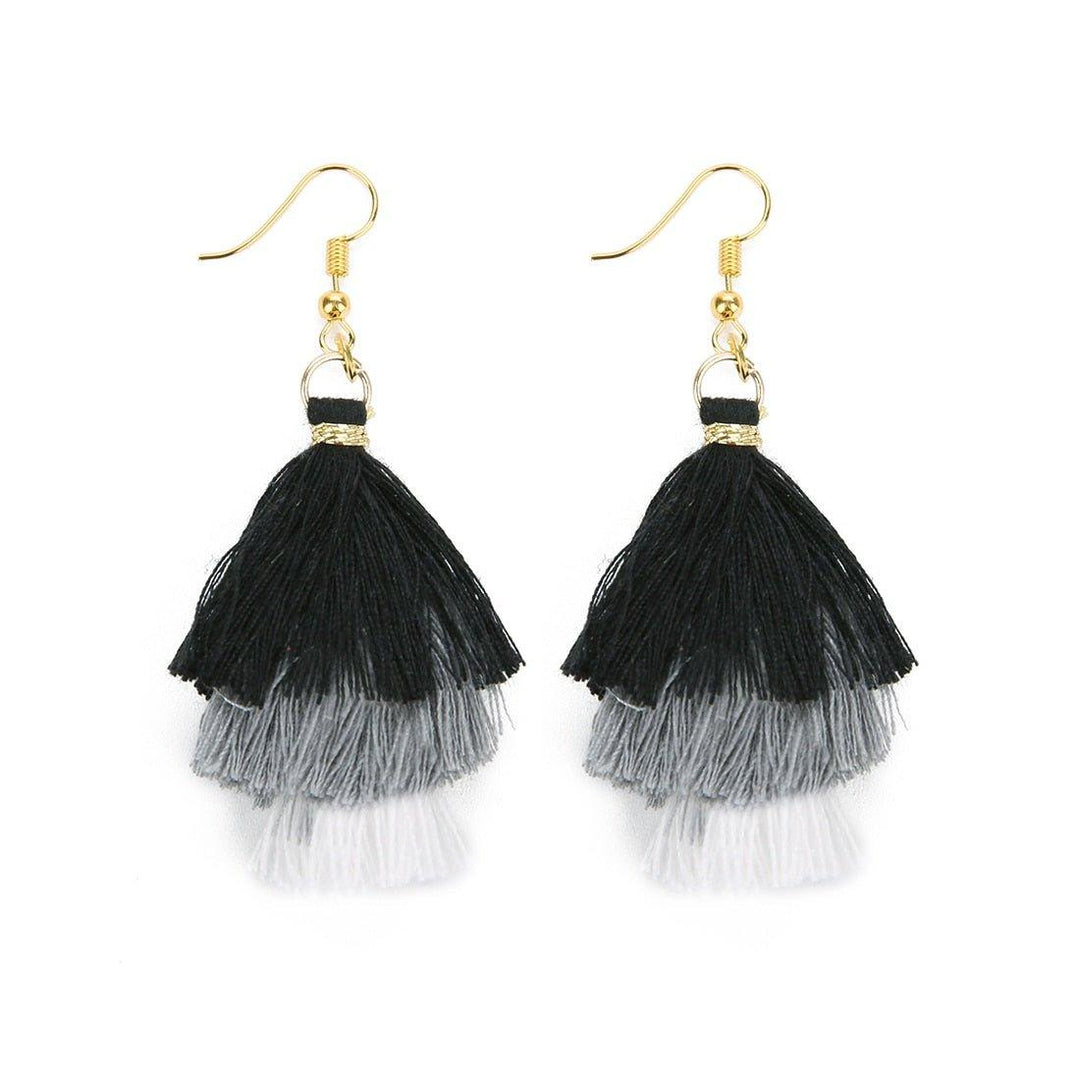 Three-Layer Tree Shaped Tassel Earrings - Klazzi Fashion Boutique