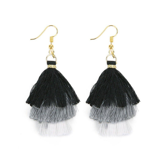 Three-Layer Tree Shaped Tassel Earrings - Klazzi Fashion Boutique