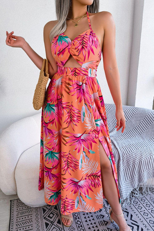 Tropical Print Cutout Dress - Klazzi Fashion Boutique