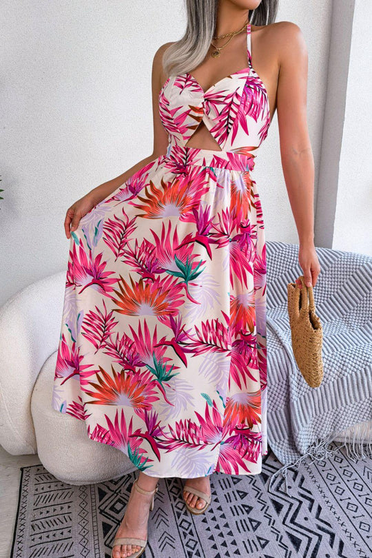 Tropical Print Cutout Dress - Klazzi Fashion Boutique