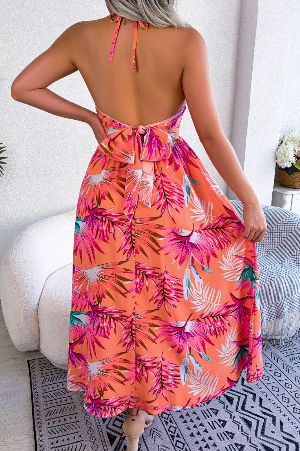 Tropical Print Cutout Dress - Klazzi Fashion Boutique