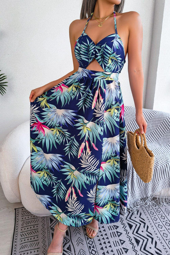 Tropical Print Cutout Dress - Klazzi Fashion Boutique