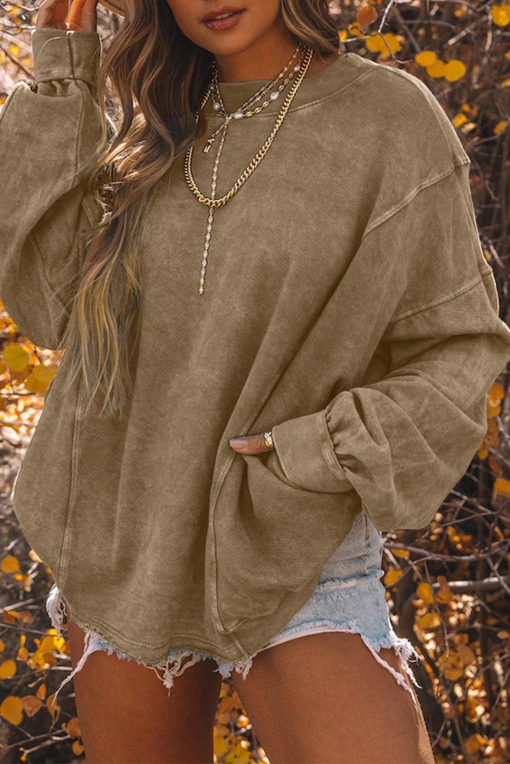 Twisted Plunge Sweatshirt - Klazzi Fashion Boutique