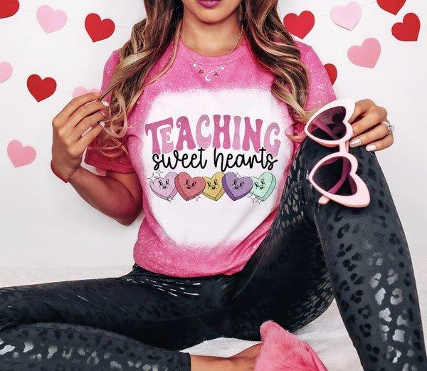 Valentines Teaching Sweethearts Bleached Graphic Tee - Klazzi Fashion Boutique