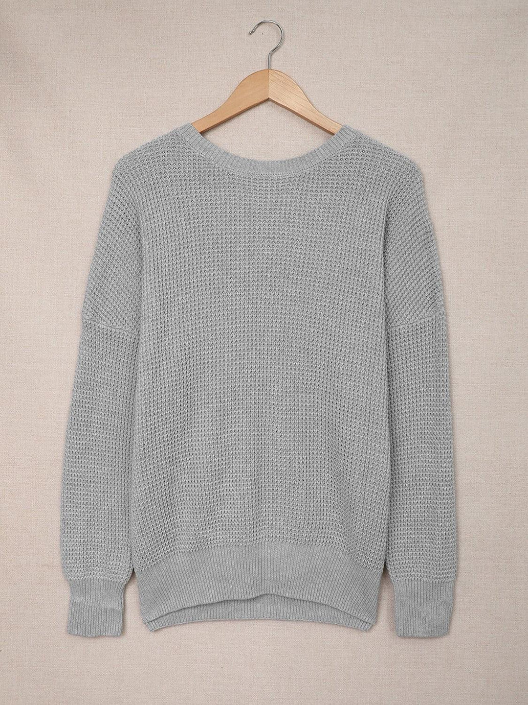 Crisscross Waffle-Knit Back Sweater