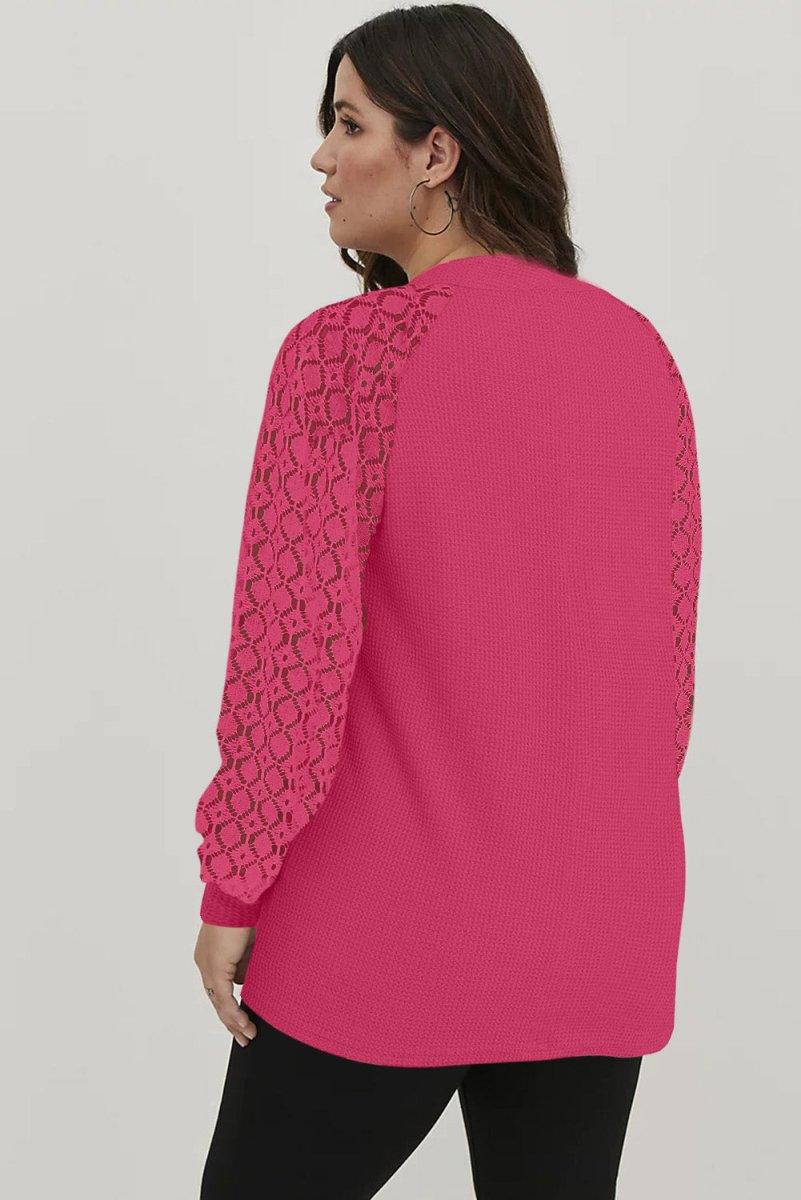 Waffle Plus Size Puff Knit Blouse - Klazzi Fashion Boutique