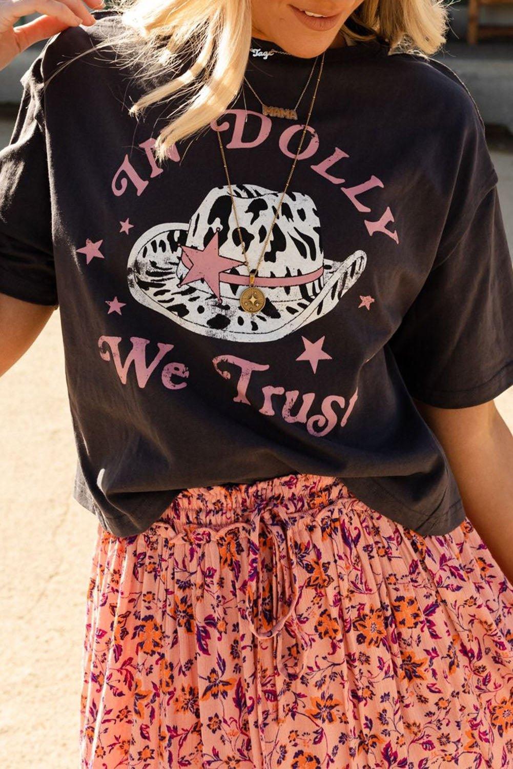 WE TRUST IN DOLLY Western Graphic Tee - Klazzi Fashion Boutique