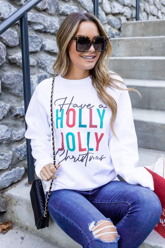 White "Have A HOLLY JOLLY" Christmas Sweatshirt