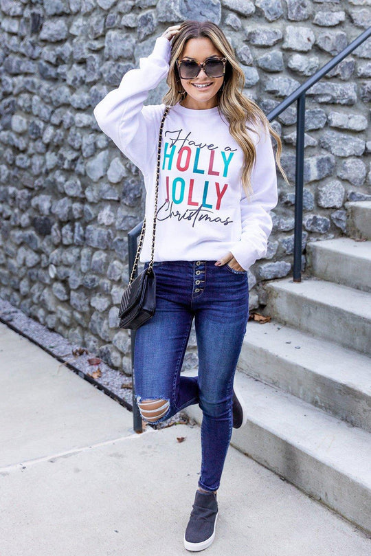 White "Have A HOLLY JOLLY" Christmas Sweatshirt