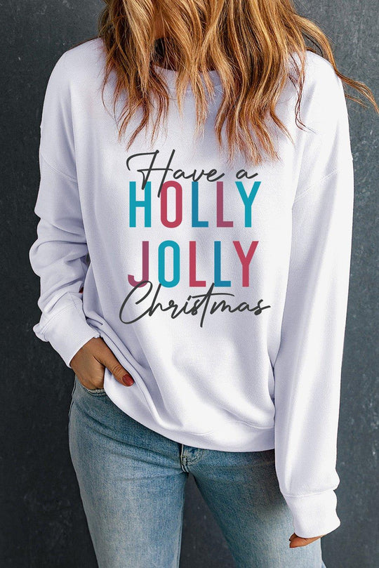 White "Have A HOLLY JOLLY" Christmas Sweatshirt