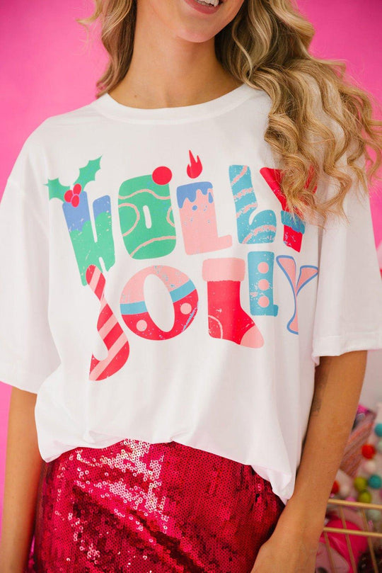 White Neon "HOLLY JOLLY" T-Shirt