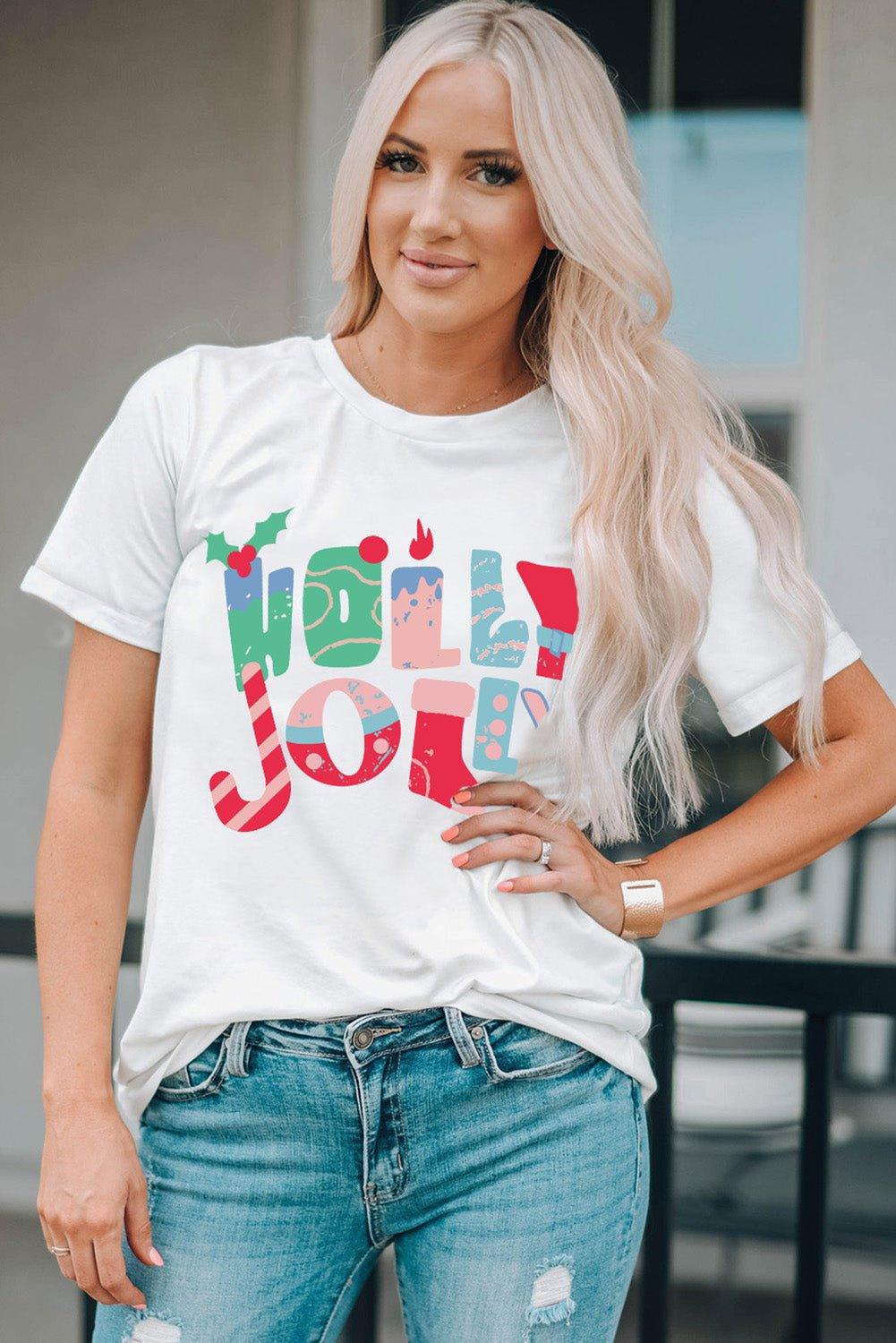 White Neon "HOLLY JOLLY" T-Shirt