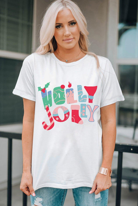 White Neon "HOLLY JOLLY" T-Shirt