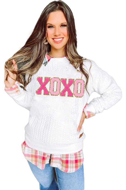 White XOXO Glitter Chenille Sweater - Klazzi Fashion Boutique