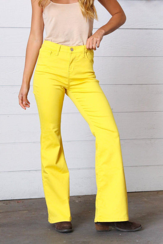 Yellow Bootcut Denim Jeans - Klazzi Fashion Boutique