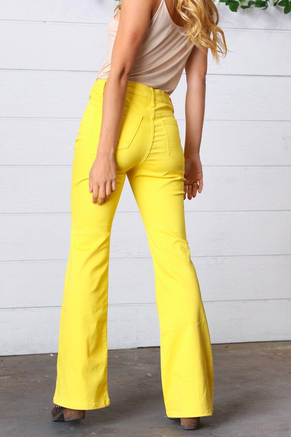 Yellow Bootcut Denim Jeans - Klazzi Fashion Boutique