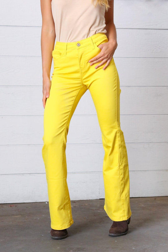 Yellow Bootcut Denim Jeans - Klazzi Fashion Boutique