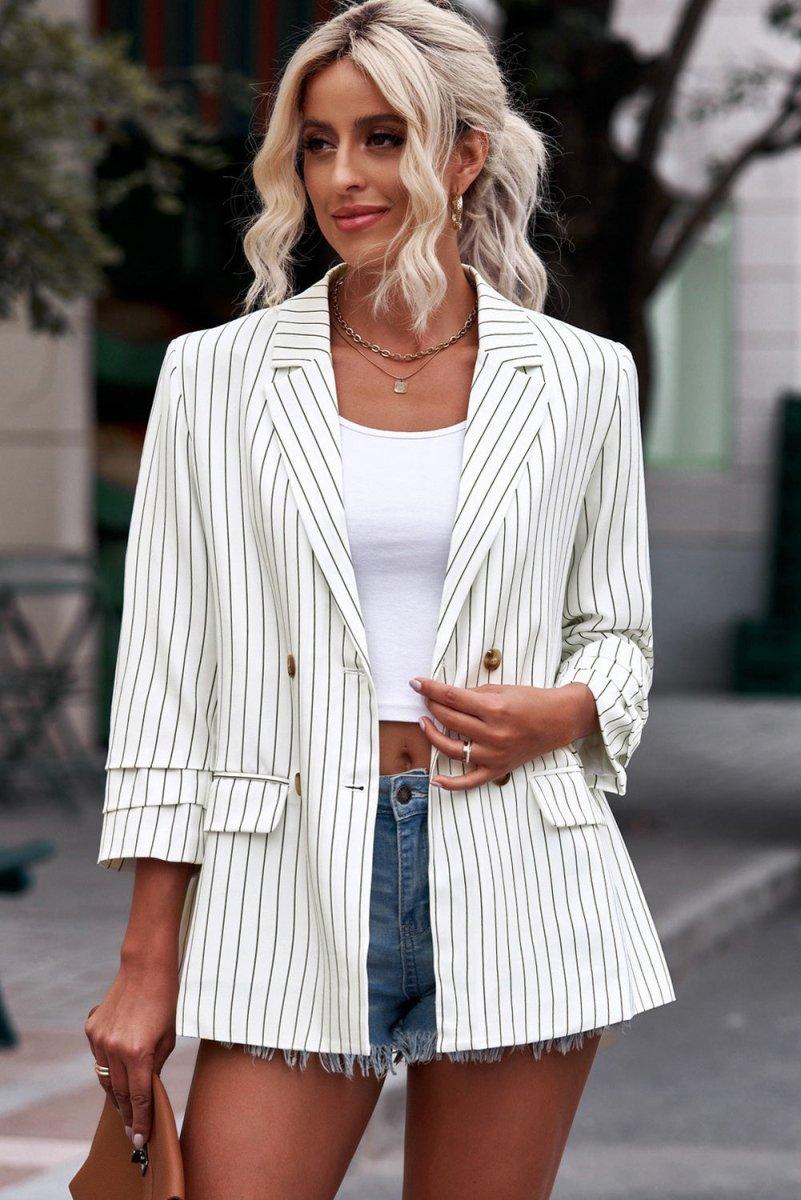 Zola Striped Long Sleeve Blazer - Klazzi Fashion Boutique